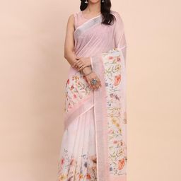 KALINI Floral Printed Zari Saree with Blouse Piece-image-72