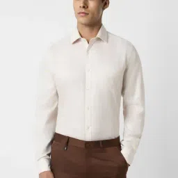 Van Heusen Beige Cotton Regular Fit Texture Shirt-image-53