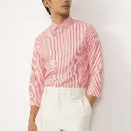 Andamen Red Cotton Regular Fit Striped Shirt-picture-43