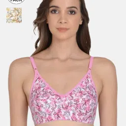 mod & shy Pink & Yellow Printed Full Coverage Bra - Pack Of 2 image 1
