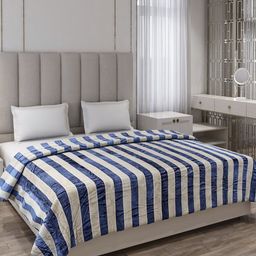 Monte Carlo Blue & Grey Striped AC Room 290 GSM Double Bed Blanket-image-65