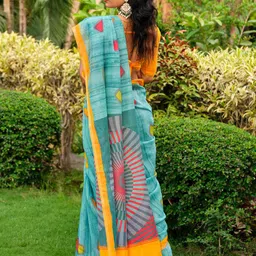 Anouk Rustic Geometric Printed Zari Designer Block Printed Saree image 5