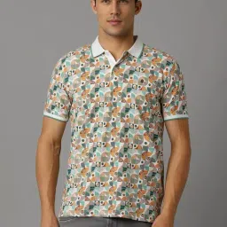 Louis Philippe Multicolored Cotton Slim Fit Printed Polo T-Shirt-picture-48