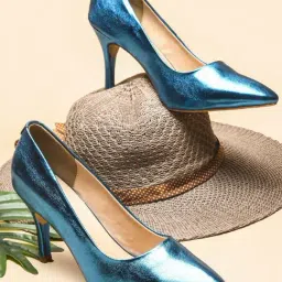 The White Pole Women's Blue Stiletto Pumps-image-58