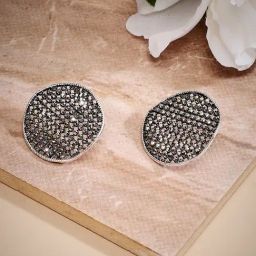 Sohi Cluster Circular Silver Stud Earrings for Women & Girls-image-76