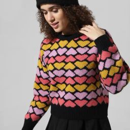 Only Black Self Design Pullover-picture-41
