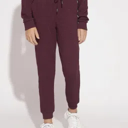 Jack & Jones Junior Maroon Cotton Blend Regular fit Textured Sweatpants-image-20