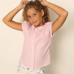 VERO MODA GIRL Pink Checks Shirt-image-27