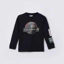 Fame Forever By Lifestyle Boys Blue Cotton Embossed Sweatshirt-image-87