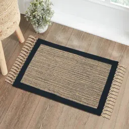 Saral Home Black Jute & Cotton Anti-Slip Doormat with Fringe-image-85
