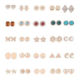 Zaveri Pearls Set of 25 Gold Tone Contemporary Studs Earrings image 2