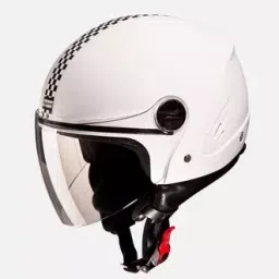 Studds White With Racing Flag Medium (570 mm) Open Face Helmet, Track-image-91