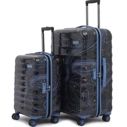 uppercase topo Set Of 2 Printed Hard-Sided Large & Cabin Trolley Bag-7