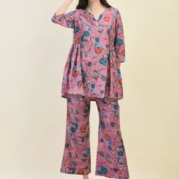 Shree Floral Printed V-Neck Three-Quarter Sleeves Tunic With Trouser-picture-6