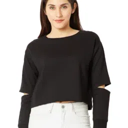 Miss Chase Black Round Neck Sweatshirt-image-13