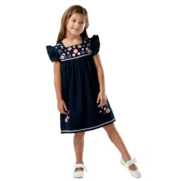 Cherry Crumble By Nitt Hyman Kids Navy Embroidered Dress-image-36