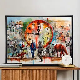Art Street Orange & Blue Printed Wall Clock-51
