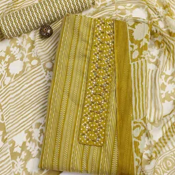 Meena Bazaar Geometric Printed Unstitched Dress Material-3