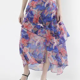 RAREISM Printed Flared Midi Skirt-image-25