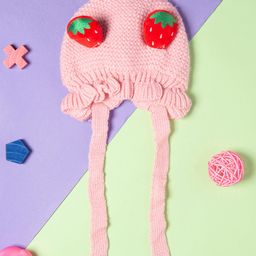 Baby Moo Strawberry Patch Tie Knot Cap - Pink-image-28