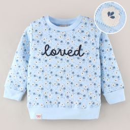 Ollypop Poly Fill Full Sleeves Sweatshirt Loved Text Print - Blue-image-73