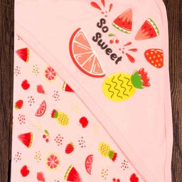 Mittenbooty Baby Hooded Wrapper Single Ply  Fruits Print-Peach-image-75