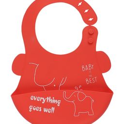 Passion Petals Baby Waterproof Silicone Bib for Feeding Infants and Toddlers With Adjustable Button - Red-image-98