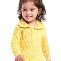 Babyoye 100% Cotton Full Sleeves Sweater With Cable Knit - Yellow-image-88