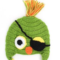 Woonie Handmade Crochet Parrot Applique Woollen Cap - Green-picture-43