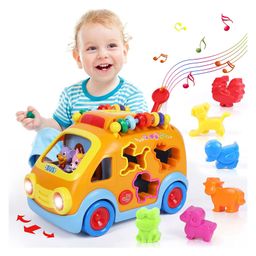AKN TOYS Innovative Vehicle Happy Bus Toy With Music& Lights & Blocks Learning Educational Toy (Color May Vary)-11