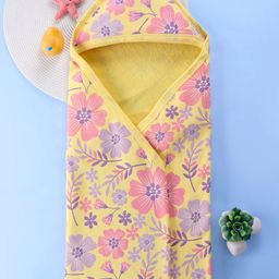 Babyhug Terry Knit Hooded Striped Bath Towel L 76.2 x B 76.2 cm - Yellow-image-93
