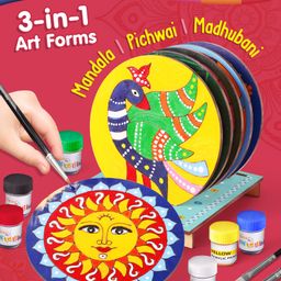 Intelliskills DIY Coaster Painting Kit- Learn Mandala Pichwai & Madhubani Traditional Indian Art - Multicolour-17