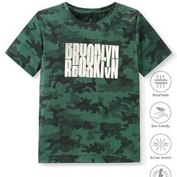 Pine Active Knitted Half Sleeves T-Shirt With Text & Camouflage Print - Dark Green-image-21