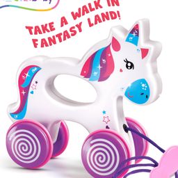 Intellibaby Premium Educational Colourful Pull Along Unicorn Toy for Early Walking and Interactive Play | Paediatrician Approved | BIS Certified - Multicolour-19