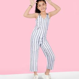 Naughty Ninos Rayon Sleeveless Yarn Dyed Striped Jumpsuit - Grey-image-82