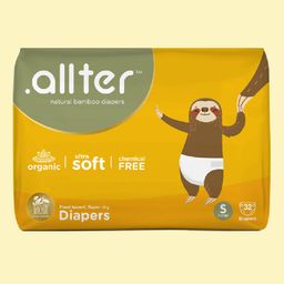 Allter Organic Bamboo Feet Print Taped Diapers For Small Size - 32 Pieces-image-64