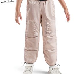 Arias Cotton Woven Full Length Trouser with Cargo Pockets & Belt Detailing - Beige-image-44