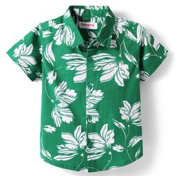 Babyhug Cotton Woven Half Sleeves Shirt With Floral Print - Green-image-61