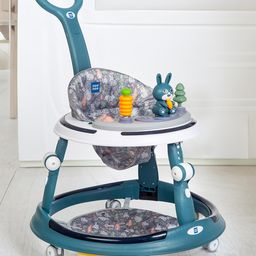 Mee Mee Premium Baby Rocker & Walker 3 in 1-7 Level Adjustable Height, Foot Mat & Musical Activity Tray High Backrest Cushioned Support - 360° Rotational - 6 Months to 2 Years - 15kg (Blue)-18