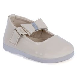 Chiu Bow Applique Detailed Mary Jane Ballerinas - Cream-image-77