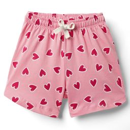 CUCUMBER Sinker Knit Above Knee Length Shorts With Heart Print - Pink-1