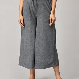 The Mom Store Cotton Solid Maternity Palazzo - Grey-picture-32