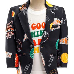 Dapper Dudes Full Sleeves Typography Printed Blazer With Tee Set - Black-picture-19
