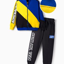 OLLINGTON ST. Cotton Full Sleeves Cut & Sew Color Block Sweatshirts & Joggers- Blue & Black-picture-24