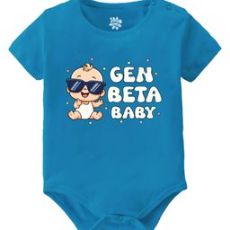 Baby Buzz 100% Cotton Knit Family Theme Half Sleeves Gen Beta Baby Text Printed Onesie - Blue-image-14
