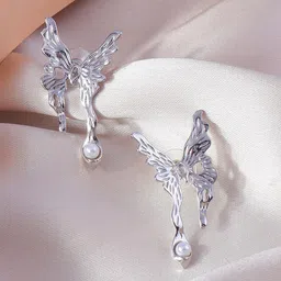 Krelin Silver-Plated Pearls Beaded Animal Shaped Studs-image-67