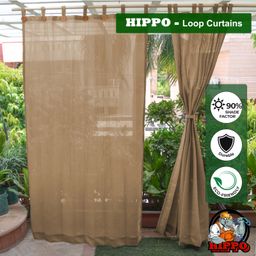 Hippo Loop Curtains with Sun Protection Pack of 2-Sand - 4.5FTX7.5FT image 2