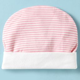 Ben Benny Interlock Knit Cap Mitten & Booties Set with Stripe Print Pink & White - Diameter 10 cm image 2