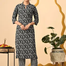 GLOWWORLD Women Ethnic Motifs Printed Regular Kurta with Trousers-image-1