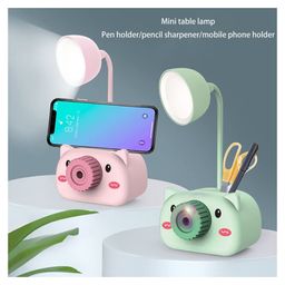 Vinmot Piggy Theme LED Lamp For Study With Mobile Holder and Sharpener - Multicolor image 3